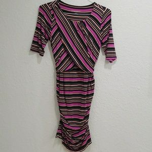 Black and pink stripped maternity dress